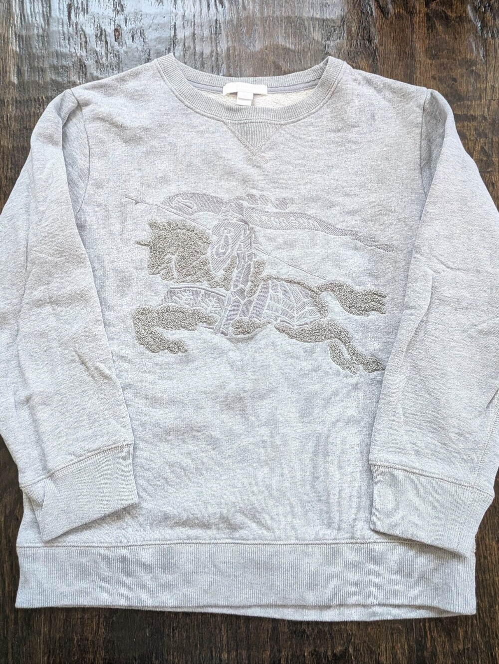 Burberry Children 12Y Embroidery Fleece Sweatshirt Gray Classic Logo Designer